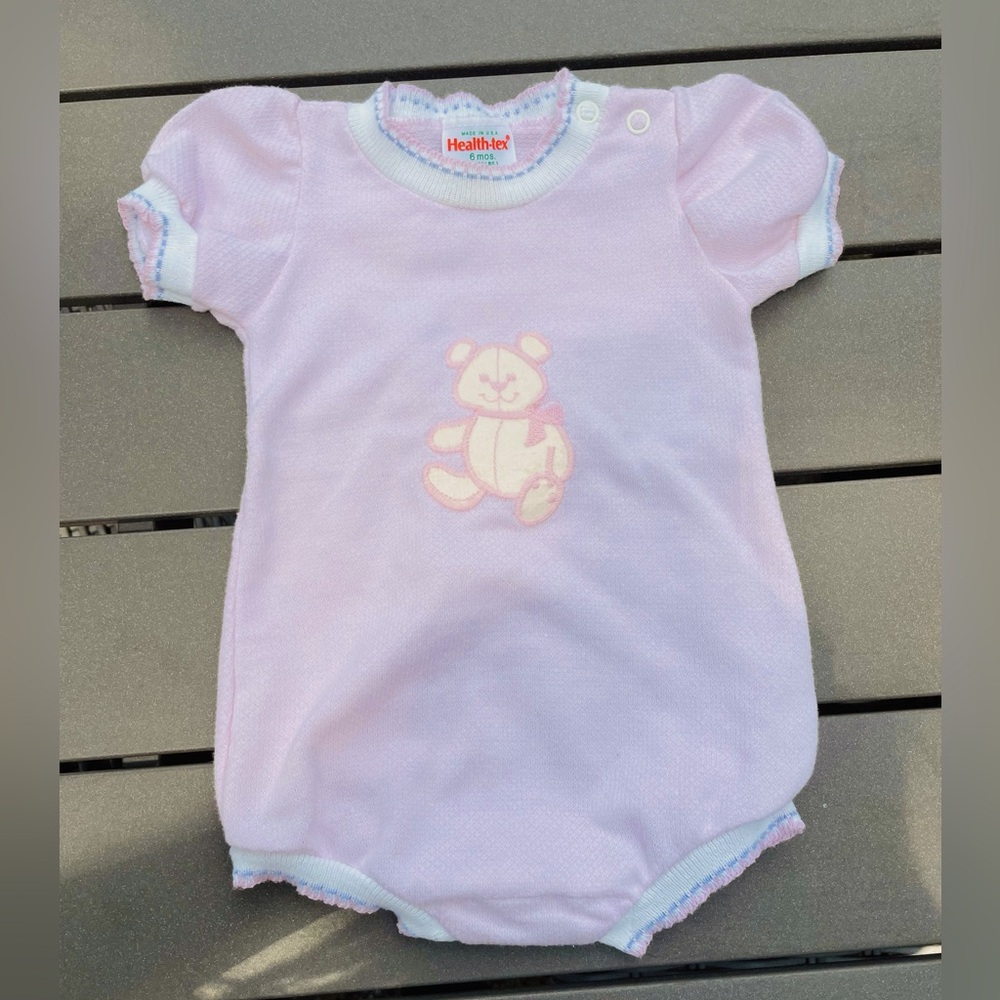 1990’s VINTAGE HEALTH-TEX BABY GIRL PINK ONE PIECE OUTFIT SIZE 6 MOS. LIKE NEW!!